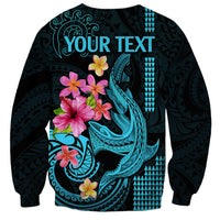 Custom Polynesian Sweatshirt Hawaiian Warriors with Tribal Shark Tattoos - Blue - Wonder Print Shop