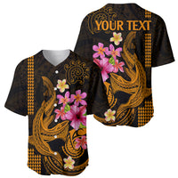 Custom Polynesian Baseball Jersey Hawaiian Warriors with Tribal Shark Tattoos - Gold LT9 - Wonder Print Shop