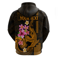 Custom Polynesian Hoodie Hawaiian Warriors with Tribal Shark Tattoos - Gold - Wonder Print Shop