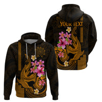 Custom Polynesian Hoodie Hawaiian Warriors with Tribal Shark Tattoos - Gold - Wonder Print Shop