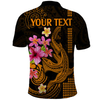 Custom Polynesian Polo Shirt Hawaiian Warriors with Tribal Shark Tattoos - Gold - Wonder Print Shop