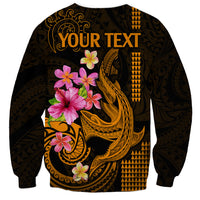 Custom Polynesian Sweatshirt Hawaiian Warriors with Tribal Shark Tattoos - Gold - Wonder Print Shop