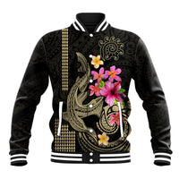 Custom Polynesian Baseball Jacket Hawaiian Warriors with Tribal Shark Tattoos - Nude LT9 - Wonder Print Shop