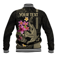Custom Polynesian Baseball Jacket Hawaiian Warriors with Tribal Shark Tattoos - Nude LT9 - Wonder Print Shop
