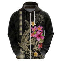 Custom Polynesian Hoodie Hawaiian Warriors with Tribal Shark Tattoos - Nude - Wonder Print Shop