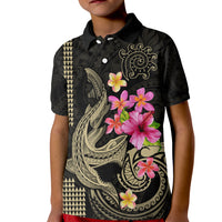 Custom Polynesian Kid Polo Shirt Hawaiian Warriors with Tribal Shark Tattoos - Nude - Wonder Print Shop