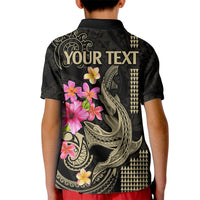 Custom Polynesian Kid Polo Shirt Hawaiian Warriors with Tribal Shark Tattoos - Nude - Wonder Print Shop