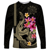 Custom Polynesian Long Sleeve Shirt Hawaiian Warriors with Tribal Shark Tattoos - Nude - Wonder Print Shop