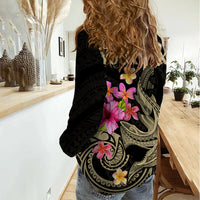 Custom Polynesian Women Casual Shirt Hawaiian Warriors with Tribal Shark Tattoos - Nude - Wonder Print Shop