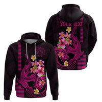 Custom Polynesian Hoodie Hawaiian Warriors with Tribal Shark Tattoos - Pink - Wonder Print Shop