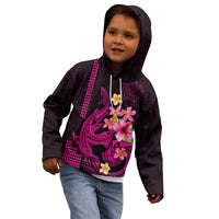 Custom Polynesian Kid Hoodie Hawaiian Warriors with Tribal Shark Tattoos - Pink - Wonder Print Shop
