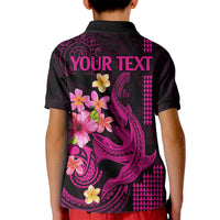 Custom Polynesian Kid Polo Shirt Hawaiian Warriors with Tribal Shark Tattoos - Pink - Wonder Print Shop