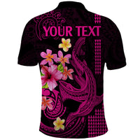 Custom Polynesian Polo Shirt Hawaiian Warriors with Tribal Shark Tattoos - Pink - Wonder Print Shop