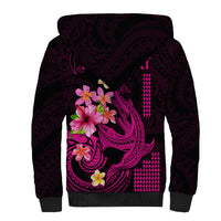 Custom Polynesian Sherpa Hoodie Hawaiian Warriors with Tribal Shark Tattoos - Pink - Wonder Print Shop