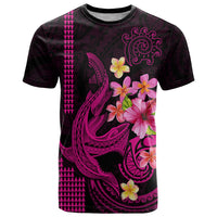 Custom Polynesian T Shirt Hawaiian Warriors with Tribal Shark Tattoos - Pink - Wonder Print Shop