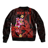 Custom Polynesian Bomber Jacket Hawaiian Warriors with Tribal Shark Tattoos - Red LT9 - Wonder Print Shop