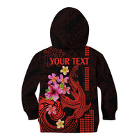 Custom Polynesian Kid Hoodie Hawaiian Warriors with Tribal Shark Tattoos - Red - Wonder Print Shop