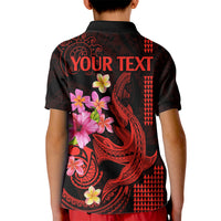 Custom Polynesian Kid Polo Shirt Hawaiian Warriors with Tribal Shark Tattoos - Red - Wonder Print Shop