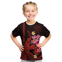 Custom Polynesian Kid T Shirt Hawaiian Warriors with Tribal Shark Tattoos - Red - Wonder Print Shop