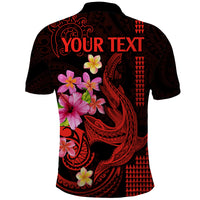Custom Polynesian Polo Shirt Hawaiian Warriors with Tribal Shark Tattoos - Red - Wonder Print Shop