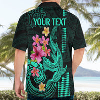 Custom Polynesian Hawaiian Shirt Hawaiian Warriors with Tribal Shark Tattoos - Turquoise - Wonder Print Shop