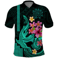 Custom Polynesian Polo Shirt Hawaiian Warriors with Tribal Shark Tattoos - Turquoise - Wonder Print Shop