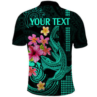 Custom Polynesian Polo Shirt Hawaiian Warriors with Tribal Shark Tattoos - Turquoise - Wonder Print Shop