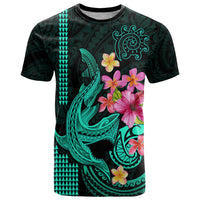 Custom Polynesian T Shirt Hawaiian Warriors with Tribal Shark Tattoos - Turquoise - Wonder Print Shop