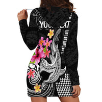 Custom Polynesian Hoodie Dress Hawaiian Warriors with Tribal Shark Tattoos - White - Wonder Print Shop