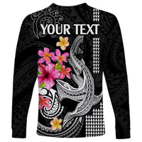 Custom Polynesian Long Sleeve Shirt Hawaiian Warriors with Tribal Shark Tattoos - White - Wonder Print Shop