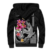 Custom Polynesian Sherpa Hoodie Hawaiian Warriors with Tribal Shark Tattoos - White - Wonder Print Shop