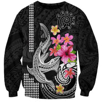 Custom Polynesian Sweatshirt Hawaiian Warriors with Tribal Shark Tattoos - White - Wonder Print Shop