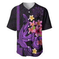 Custom Polynesian Baseball Jersey Hawaiian Warriors with Tribal Shark Tattoos - Purple LT9 - Wonder Print Shop