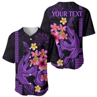 Custom Polynesian Baseball Jersey Hawaiian Warriors with Tribal Shark Tattoos - Purple LT9 - Wonder Print Shop