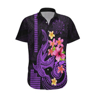 Custom Polynesian Hawaiian Shirt Hawaiian Warriors with Tribal Shark Tattoos - Purple - Wonder Print Shop