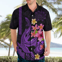 Custom Polynesian Hawaiian Shirt Hawaiian Warriors with Tribal Shark Tattoos - Purple - Wonder Print Shop