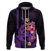 Custom Polynesian Hoodie Hawaiian Warriors with Tribal Shark Tattoos - Purple - Wonder Print Shop