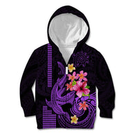 Custom Polynesian Kid Hoodie Hawaiian Warriors with Tribal Shark Tattoos - Purple - Wonder Print Shop