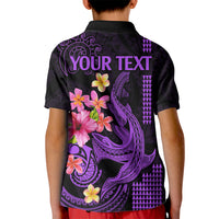 Custom Polynesian Kid Polo Shirt Hawaiian Warriors with Tribal Shark Tattoos - Purple - Wonder Print Shop