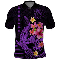 Custom Polynesian Polo Shirt Hawaiian Warriors with Tribal Shark Tattoos - Purple - Wonder Print Shop