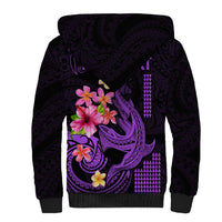 Custom Polynesian Sherpa Hoodie Hawaiian Warriors with Tribal Shark Tattoos - Purple - Wonder Print Shop