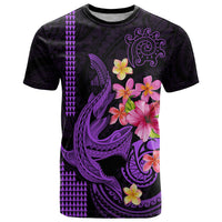 Custom Polynesian T Shirt Hawaiian Warriors with Tribal Shark Tattoos - Purple - Wonder Print Shop