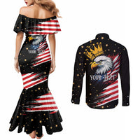 No Kings In America Since 1776 Couples Matching Mermaid Dress and Long Sleeve Button Shirt We The People USA Flag - Wonder Print Shop