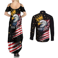 No Kings In America Since 1776 Couples Matching Summer Maxi Dress and Long Sleeve Button Shirt We The People USA Flag - Wonder Print Shop