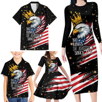 No Kings In America Since 1776 Family Matching Long Sleeve Bodycon Dress and Hawaiian Shirt We The People USA Flag - Wonder Print Shop