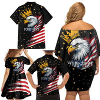 No Kings In America Since 1776 Family Matching Off Shoulder Short Dress and Hawaiian Shirt We The People USA Flag - Wonder Print Shop