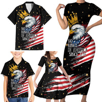 No Kings In America Since 1776 Family Matching Short Sleeve Bodycon Dress and Hawaiian Shirt We The People USA Flag - Wonder Print Shop