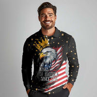 No Kings In America Since 1776 Long Sleeve Polo Shirt We The People USA Flag - Wonder Print Shop
