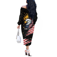 No Kings In America Since 1776 Off The Shoulder Long Sleeve Dress We The People USA Flag - Wonder Print Shop
