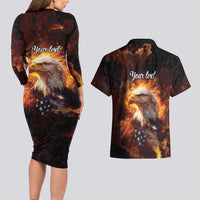 We The People Since 1776 Couples Matching Long Sleeve Bodycon Dress and Hawaiian Shirt USA Flag Flame Eagle - Wonder Print Shop